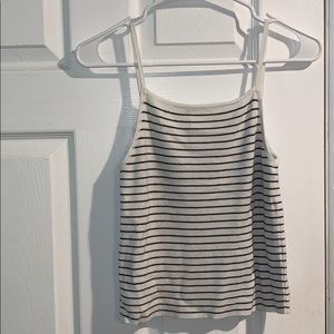 Brandy Melville White With Black Stripped Tank Top